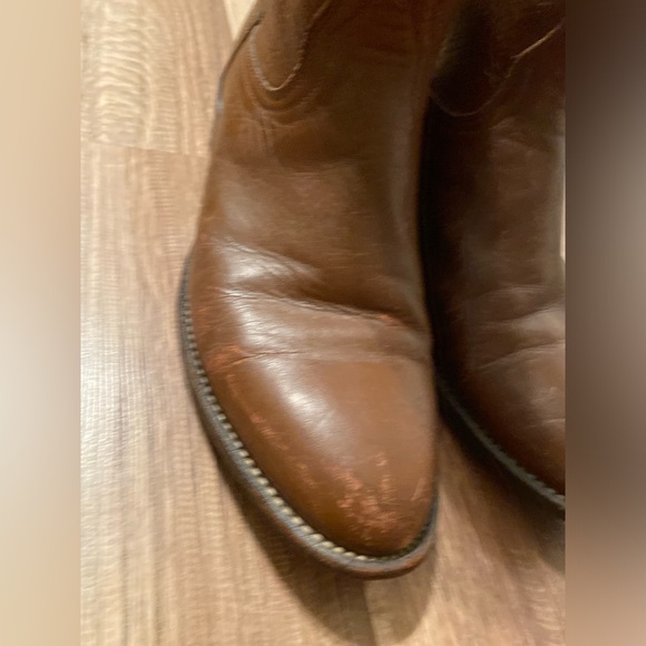 Bona Allen Boots Vintage Round Toe Cowboy Brown Leather Women Size 8 - Picture 4 of 9